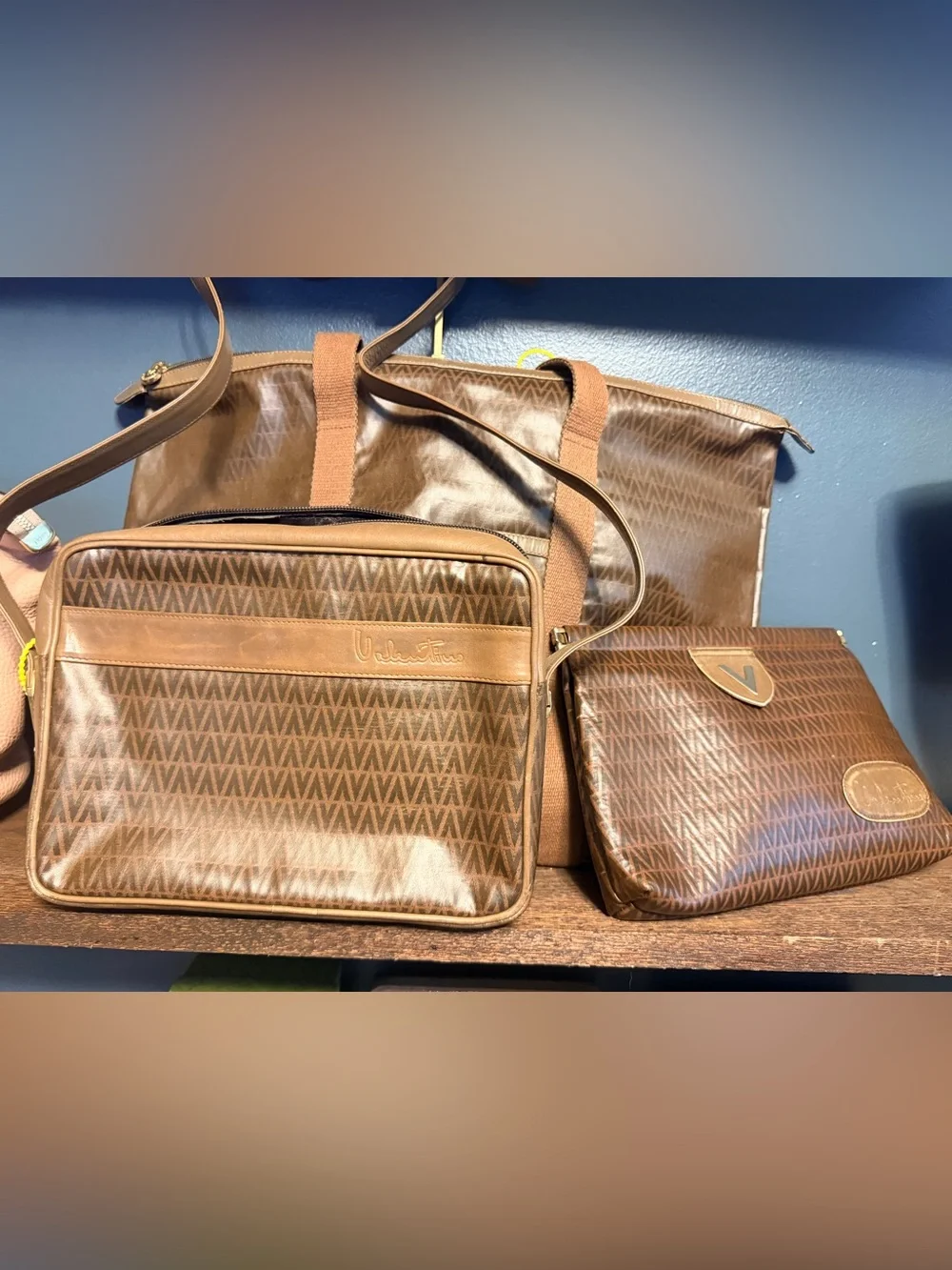 5 Piece Valentino Brown Monogram Travel Set